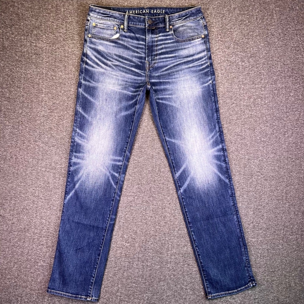 American Eagle Jeans Mens 34x34 Blue Original Straight Airflex+ Temp Tech Casual